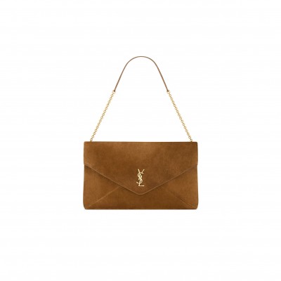 YSL CASSANDRE LARGE POUCH ON CHAIN IN SUEDE 8558021U80W2916 (35*22*3cm)